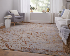 Feizy Rugs Pryor Luxurious Abstract High-low Pile Rug - Modern, Versatile Design In Earthy And Vibrant Tones Gold,Brown,Gray Polyester,Viscose Pry39nefcopmltf05