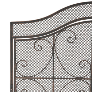 English Elm Christopher Knight Home® - FIRE Screen Gary 3-Panel Iron Fireplace Screen with Doors, Black Copper Finish, Camelback Scrollwork Protective Accent 65187.00BLKCOP
