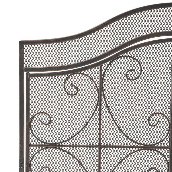 English Elm Christopher Knight Home® - FIRE Screen Gary 3-Panel Iron Fireplace Screen with Doors, Black Copper Finish, Camelback Scrollwork Protective Accent 65187.00BLKCOP