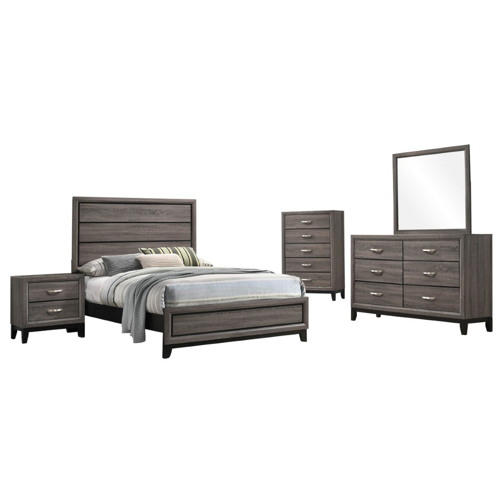 English Elm Cabrillo Two-tone Grey Oak Twin Bedroom Set with Nickel Hardware and Dovetail Storage B062S01686