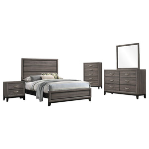 English Elm Cabrillo Two-tone Grey Oak Twin Bedroom Set with Nickel Hardware and Dovetail Storage B062S01686