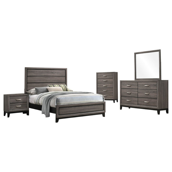 English Elm Cabrillo Two-tone Grey Oak Twin Bedroom Set with Nickel Hardware and Dovetail Storage B062S01686