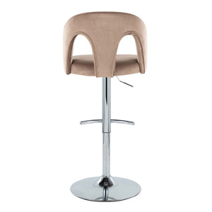 English Elm Adjustable Velvet Swivel Barstools with Chrome Base for Kitchen Islands Set of 2 B202S01960