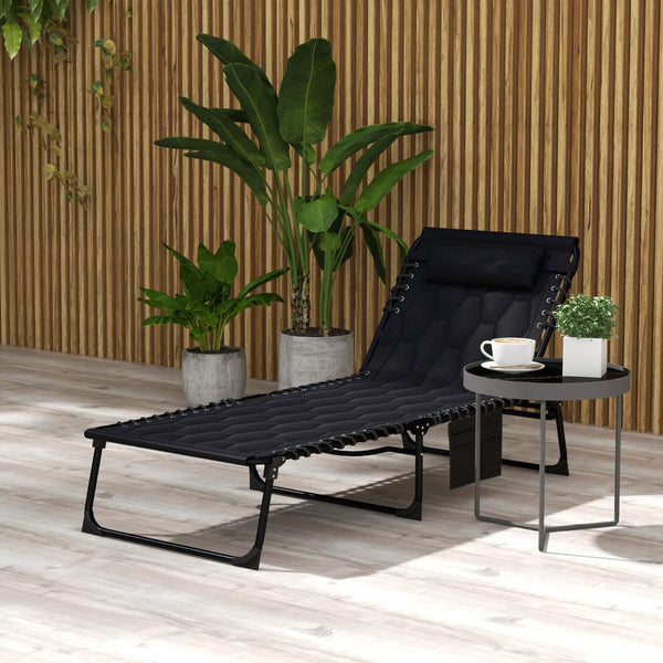 English Elm Outsunny Folding Chaise Lounge Chair - 5-Level Recline, Padded Comfort, Portable Design For Outdoor Relaxation W2225P200623-GIGA