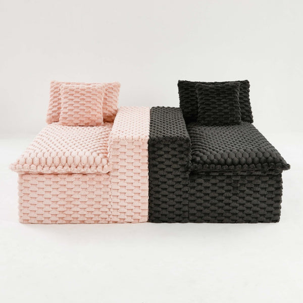 English Elm Luxury Color-Block Turtle Velvet Sofa - Modular Design For Stylish Living Room Comfort & Flexibility P1 W3371S00048-GIGA
