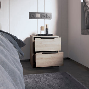 English Elm Cannon Two-Drawer Nightstand Light Grey with Slim Bar Handles, Compact Storage, Modern Bedroom Accent B06280502