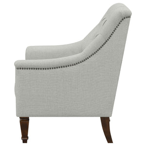 English Elm Veronica Grey Tufted Sloped Arm Chair — Plush Textured Upholstery, Ergonomic Support, Nailhead Trim Elegance B062P328692