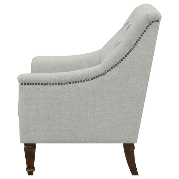 English Elm Veronica Grey Tufted Sloped Arm Chair — Plush Textured Upholstery, Ergonomic Support, Nailhead Trim Elegance B062P328692