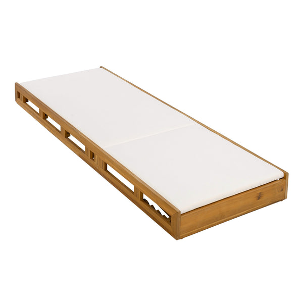 English Elm Christopher Knight Home® - Lounge Chaise Set - Premium Acacia Wood With Water-Resistant Cream Cushions For Outdoor Relaxation N770P272405T_N770P253018C