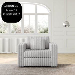 English Elm 44.9" Modular Sofa Single with Hidden Storage Handle, Comes with Two Matching Throw Pillows, Light Gray Comfort W1767S00005