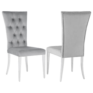 English Elm Allessandra Tufted Back Armless Dining Chair with Polished Chrome Legs — Modern Elegant Comfort, Durable Support Grey B062P333479