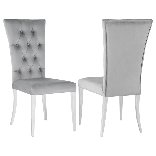 English Elm Allessandra Tufted Back Armless Dining Chair with Polished Chrome Legs — Modern Elegant Comfort, Durable Support Grey B062P333479