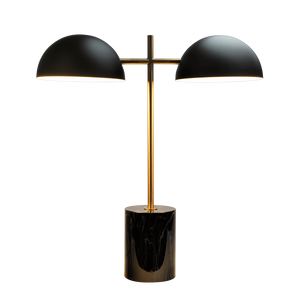 English Elm Ashcroft Furniture - Nova Hydro Black Table Lamp With On/Off Switch Double Lamp With Faux Marble Base