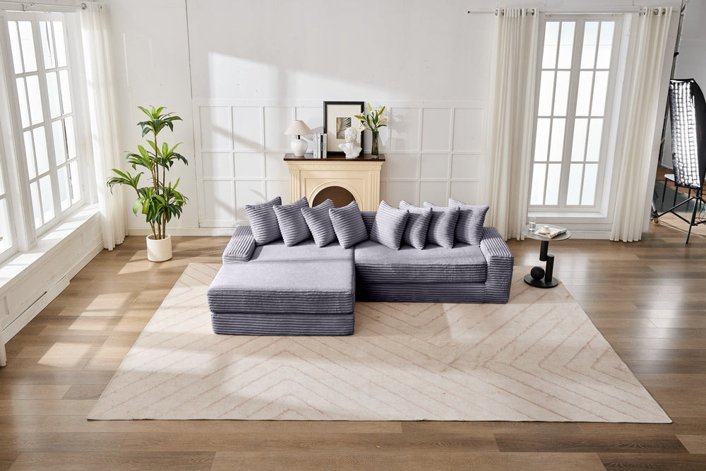 English Elm Convertible Floor Sofa Bed - Stylish Corduroy Couch, Space-Saving Foldable Mattress For Comfort & Versatility W2915S00076