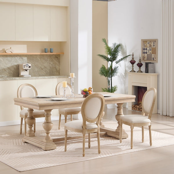 English Elm French Country Dining Chairs Set Of 2 - Elegant Upholstered Round Back Design For Versatile Use W3426P324272