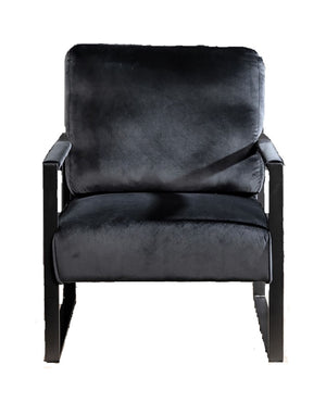 English Elm Classic Mid Century Modern Accent Chair In Plush Black Velvet - Stylish Metal Frame For Any Space B2735P256735