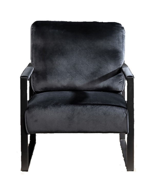 English Elm Classic Mid Century Modern Accent Chair In Plush Black Velvet - Stylish Metal Frame For Any Space B2735P256735