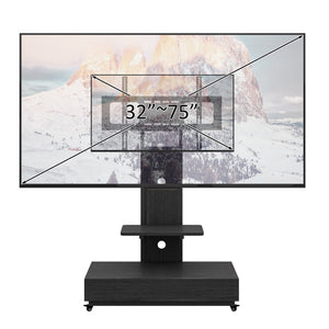 English Elm Tv Rolling Cart with Swivel Mount Lockable Wheels Pull Out Drawer Iron Frame Black W241P246878
