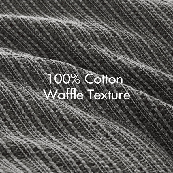 English Elm 3PCS Waffle Washed Comforter Set Full/Queen with Breathable 100% Cotton Face and Plush 270G Fill Charcoal 23 L x 21 W x 12 H B035P341106