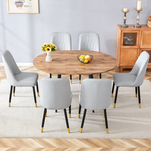 English Elm Table Modern Extendable Wood Mdf Dining Set With 6 Pu Chairs - Stylish, Versatile & Space-Saving Design W1151S03937-GIGA