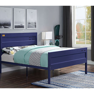 English Elm Blue Cargo Container Metal Platform Bed with Industrial Rectangular Headboard, Box-Spring Free Convenience B062P189169