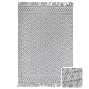 English Elm Millow 6 x 9 Area Rug Silver Wool Blend Handwoven Geometric Pattern, 0.5" Thick, Knotted Fringe Overstock B136P188395