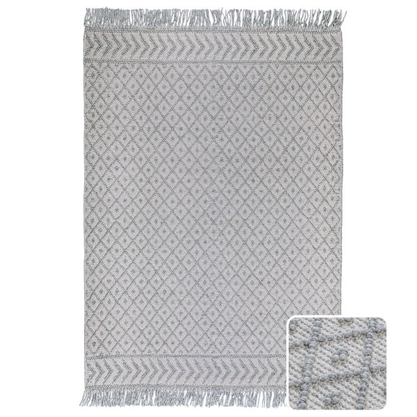 English Elm Millow 6 x 9 Area Rug Silver Wool Blend Handwoven Geometric Pattern, 0.5" Thick, Knotted Fringe Overstock B136P188395
