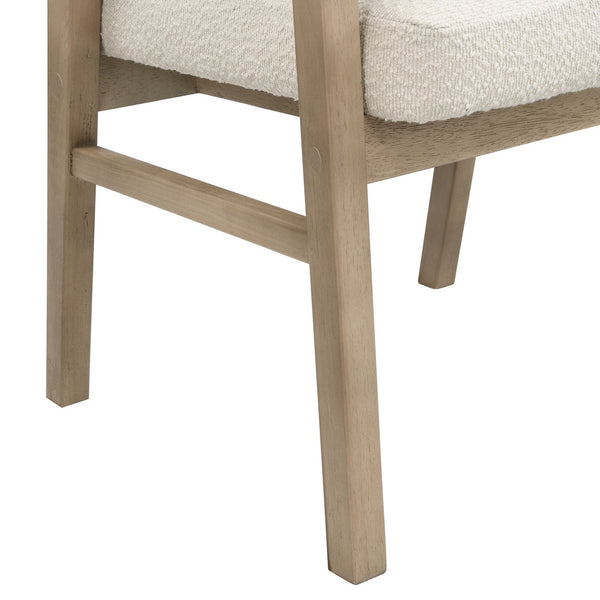 English Elm Christopher Knight Home® - Wooden Modern Dining Chair with Ergonomic Curved Back and Bouclé Upholstery, Solid Rubberwood Craftsmanship Beige,Natural N771P346814A