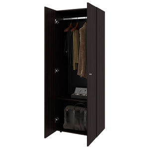 English Elm Armoire, Three-Door Engineered Wood Wardrobe in Walnut and Black Wengue with 3 Shelves for Organized Storage Multi 71.62 L x 20.08 W x 5.12 H B097P369452