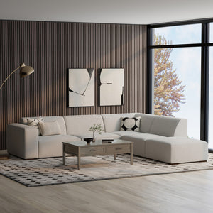 English Elm Rex Handcrafted Right Sectional Sofa with Ottoman — Eco-Friendly Performance Fabric, Durable Comfort Gray B136P199208