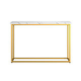 Wallace & Bay Contemporary Marble & Gold Sofa Table | Marb White | 41.5