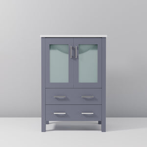English Elm Dark Grey Bath Vanity 24" W X 18.25" D - Stylish Ceramic Top, Soft-Close Drawers & Space-Saving Design B2731P260411