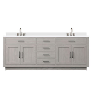 English Elm White Oak Double Bath Vanity 84" W X 22" D With Cultured Marble Top & Complete Faucet Set Included B2731P257883-GIGA