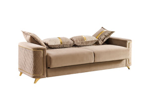 English Elm Lisa 3 Piece Living Room Sofa Set Copper Upholstery Birch Frame Gold Steel Legs B009S02226