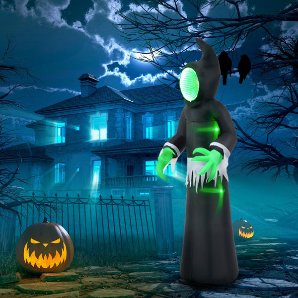 English Elm HOMCOM Inflatable 8ft Nutcracker Soldier with Scepter and LED Lights, Weather-Resistant Yard Décor Black W2225P229635