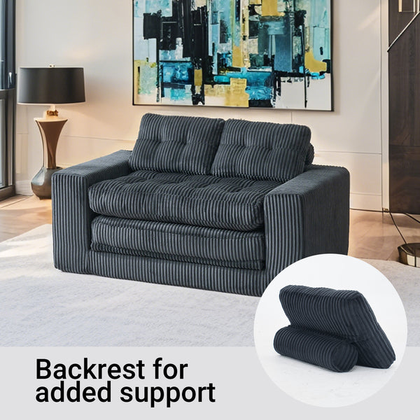 English Elm Loveseat Sofa Bed - Memory Foam Comfort, Space-Saving Design, No Assembly Required, Stylish Corduroy Fabric W2959P379140