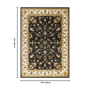 English Elm Classic Traditional All-over Pattern Black Area Rug for Living Room and Dining Space B186P452261