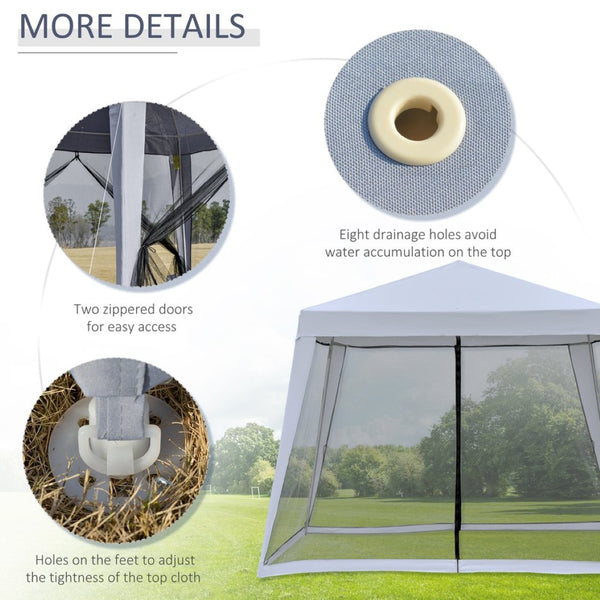English Elm Outsunny 10x10 Outdoor Party Canopy with Mesh Walls and Uv Blocking Steel Frame W2225P200894