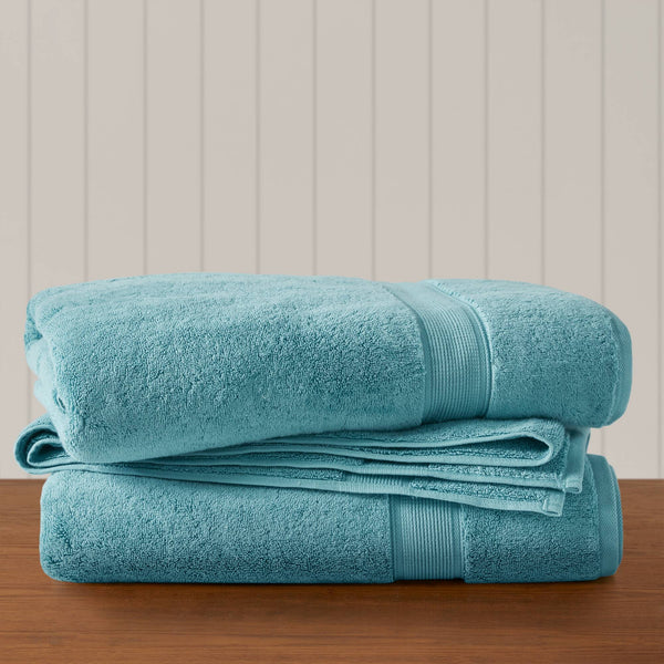 JLA Home Madison Park Signature - Ultra-Soft Spa Cotton Towels Set — 800 GSM Plush, Oeko-Tex Certified, Antimicrobial, Ultra Absorbent Aqua MPS73-461