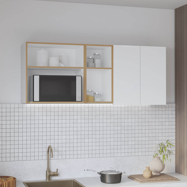 English Elm Corinto 59" Wide Two-Door Wall Cabinet with 4 Shelves, Drying Rack, Multi-Use Durable Finish B200P286937