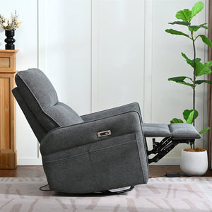 English Elm 270° 270° Power Swivel Recliner Chair with USB Ports, 30° Rocking, 95–150° Recline for Small Spaces Dark Gray W1028S00050