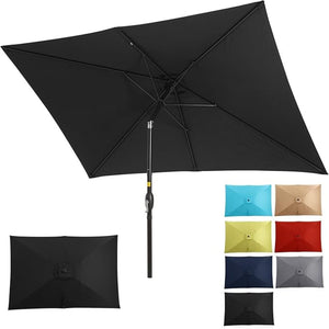 English Elm 6.5 X 10 Ft Rectangular Outdoor Patio Umbrella with Crank Tilt Uv Resistant Canopy Black B082P454955