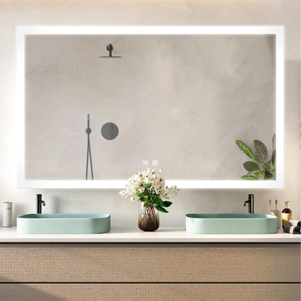 English Elm Aurorium Frameless Led Vanity Mirror with Defogger for Double Bathroom Walls B2731P478353