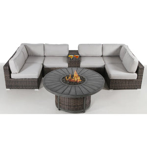 English Elm All-Weather 8-Piece Modular Patio Sofa Set With Fire Pit – No Assembly, Easy Care, Seats 4 Comfortably B120S00201