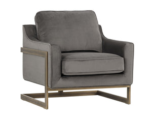 Sunpan Kalmin Lounge Chair - Stylish Deep Seating with Cushioned Back and Rustic Bronze Frame for Comfort Piccolo Pebble