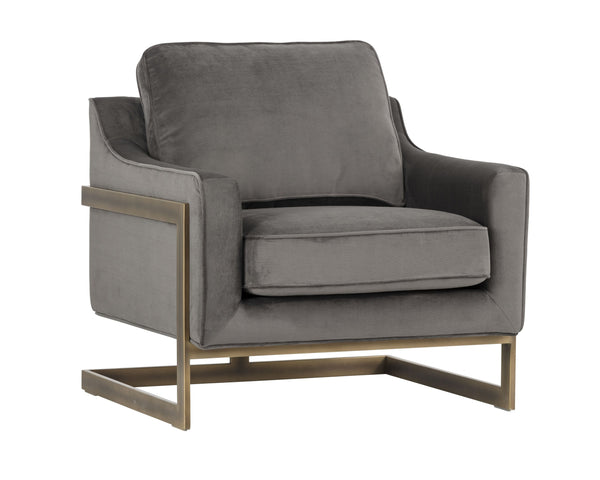 Sunpan Kalmin Lounge Chair - Stylish Deep Seating with Cushioned Back and Rustic Bronze Frame for Comfort Piccolo Pebble