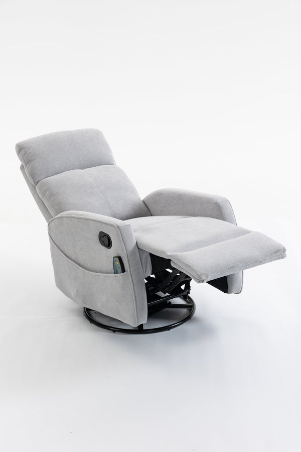 English Elm Short Plush Swivel Recliner Armchair with 360 Degree Rotation for Living Room Grey W547P437355