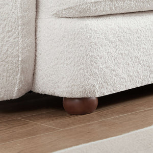 English Elm Ashcroft Furniture - Paton Plush Boucle Sofa with Machine-Washable Covers, Water-Resistant Durable Fabric, 4-Seater Comfort Cream B183S00047