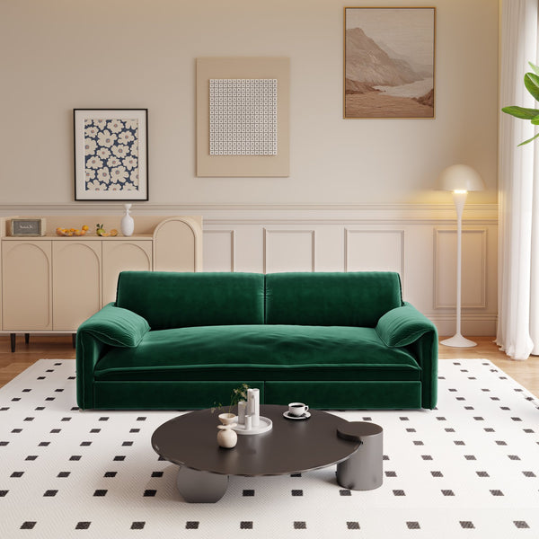 English Elm 66" Queen Pull Out Sofa Bed - Versatile 3-In-1 Convertible Velvet Loveseat With Storage, Comfort & Style W1885S00224