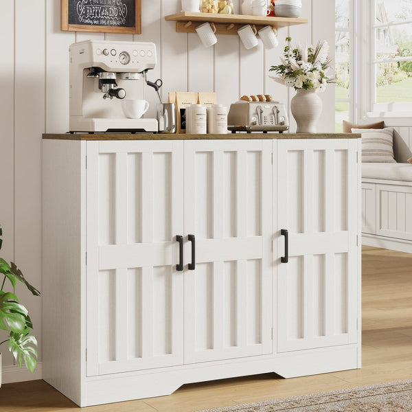 English Elm Modern Farmhouse Sideboard with Barn Doors Adjustable Shelf and Wood Grain Finish T5618P451109